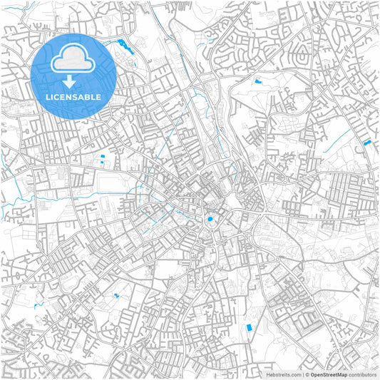 Bradford, Yorkshire and the Humber, England, city map with high resolution roads.