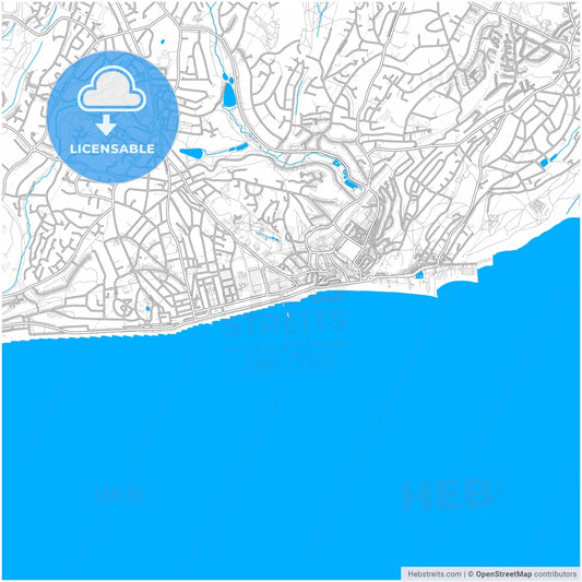 Hastings, South East England, England, city map with high resolution roads.