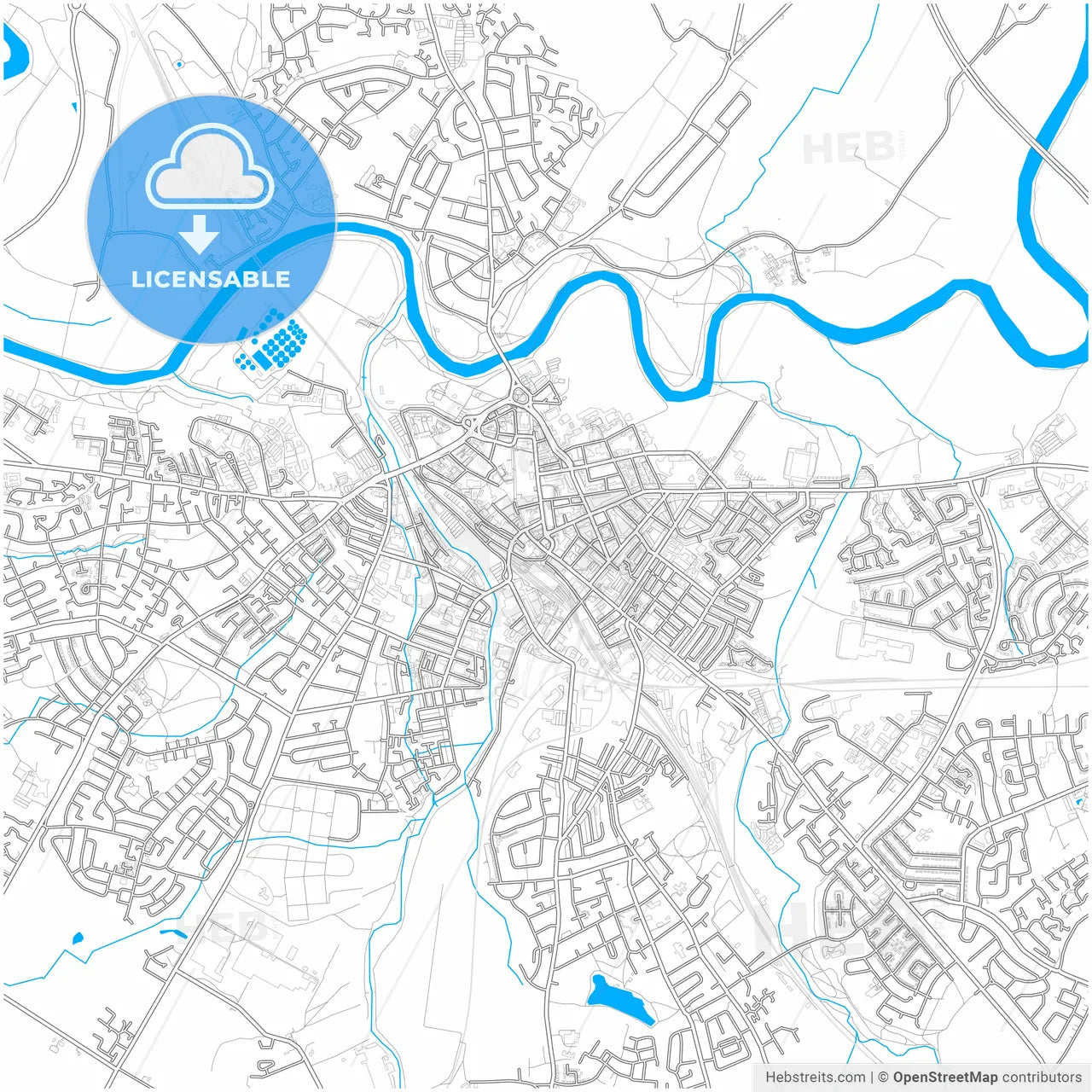 Carlisle, North West England, England, city map with high resolution roads.