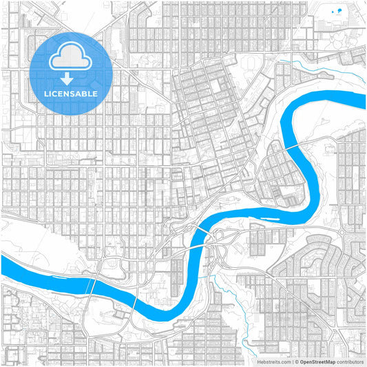 Edmonton, Alberta, Canada, city map with high resolution roads.