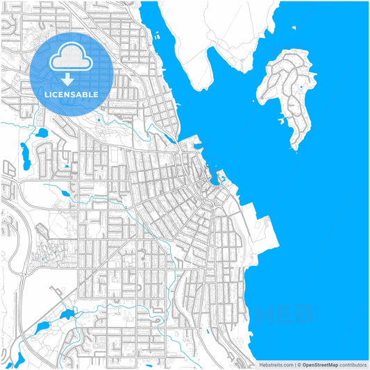 Nanaimo, British Columbia, Canada, city map with high resolution roads.