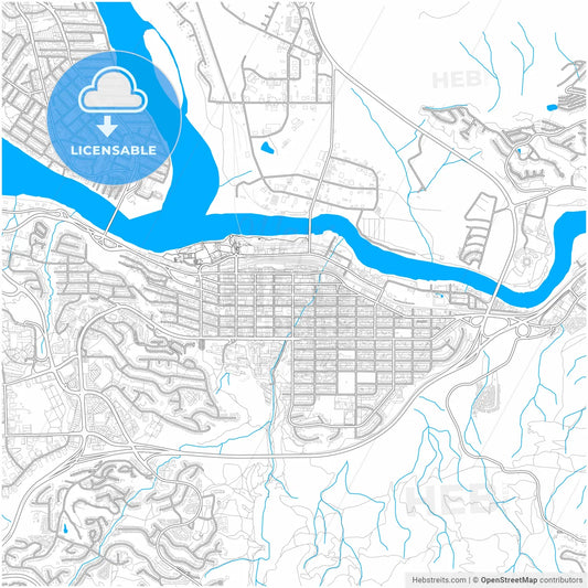 Kamloops, British Columbia, Canada, city map with high resolution roads.