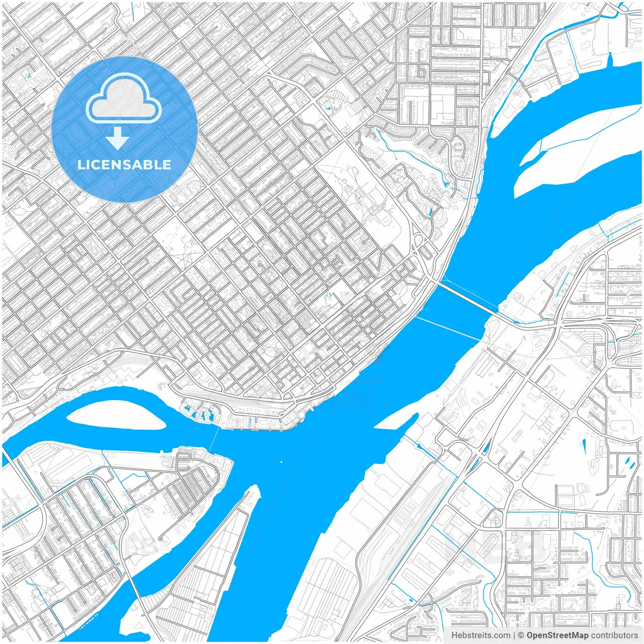 New Westminster, British Columbia, Canada, city map with high resolution roads.