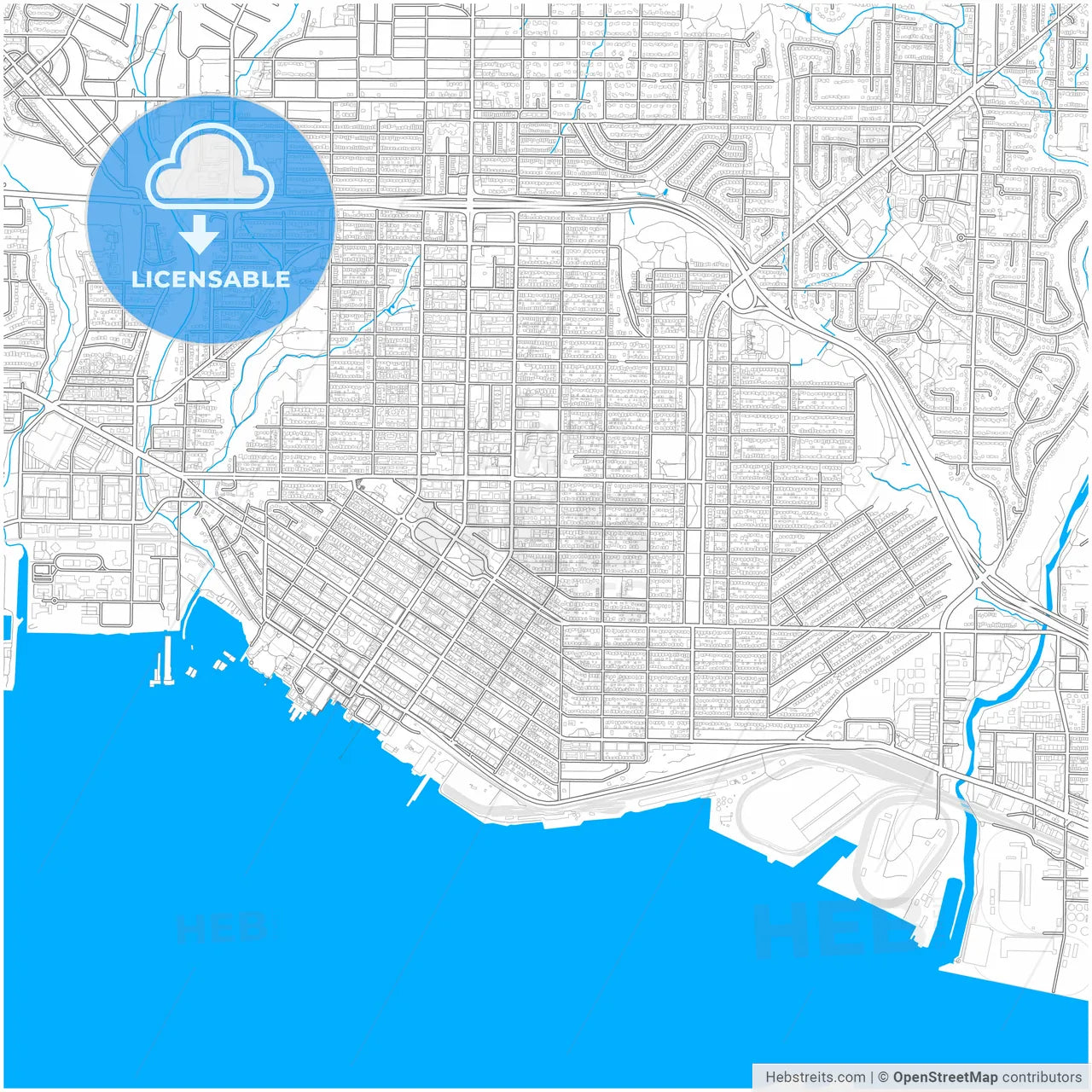 North Vancouver, British Columbia, Canada, city map with high resolution roads.