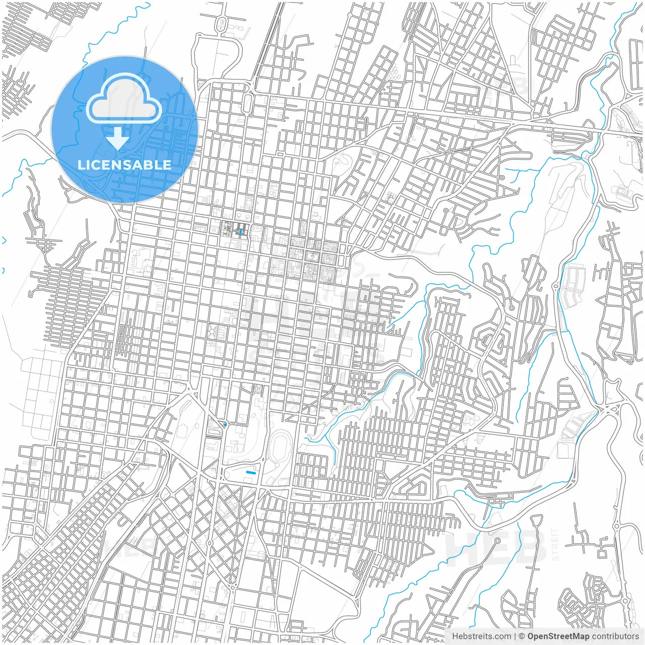 Guatemala City, Guatemala, Guatemala, city map with high resolution roads.
