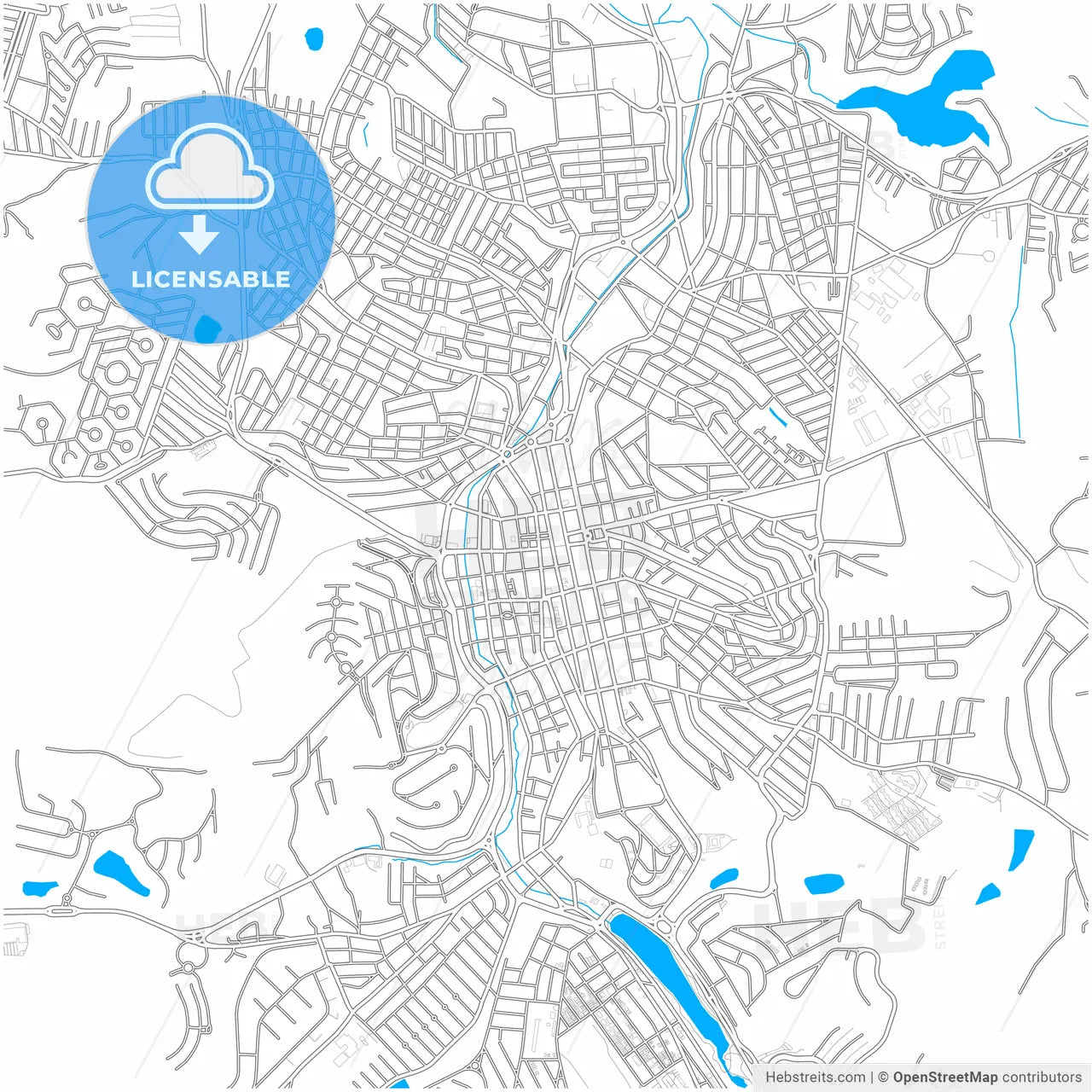 Braganca Paulista, Brazil, city map with high resolution roads.