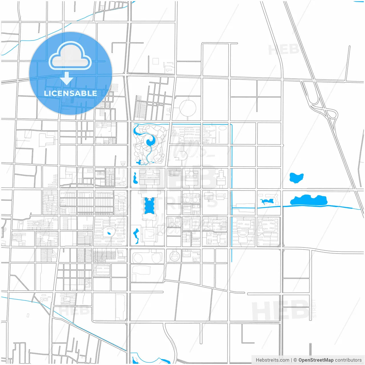 Anyang, Henan, China, city map with high resolution roads.