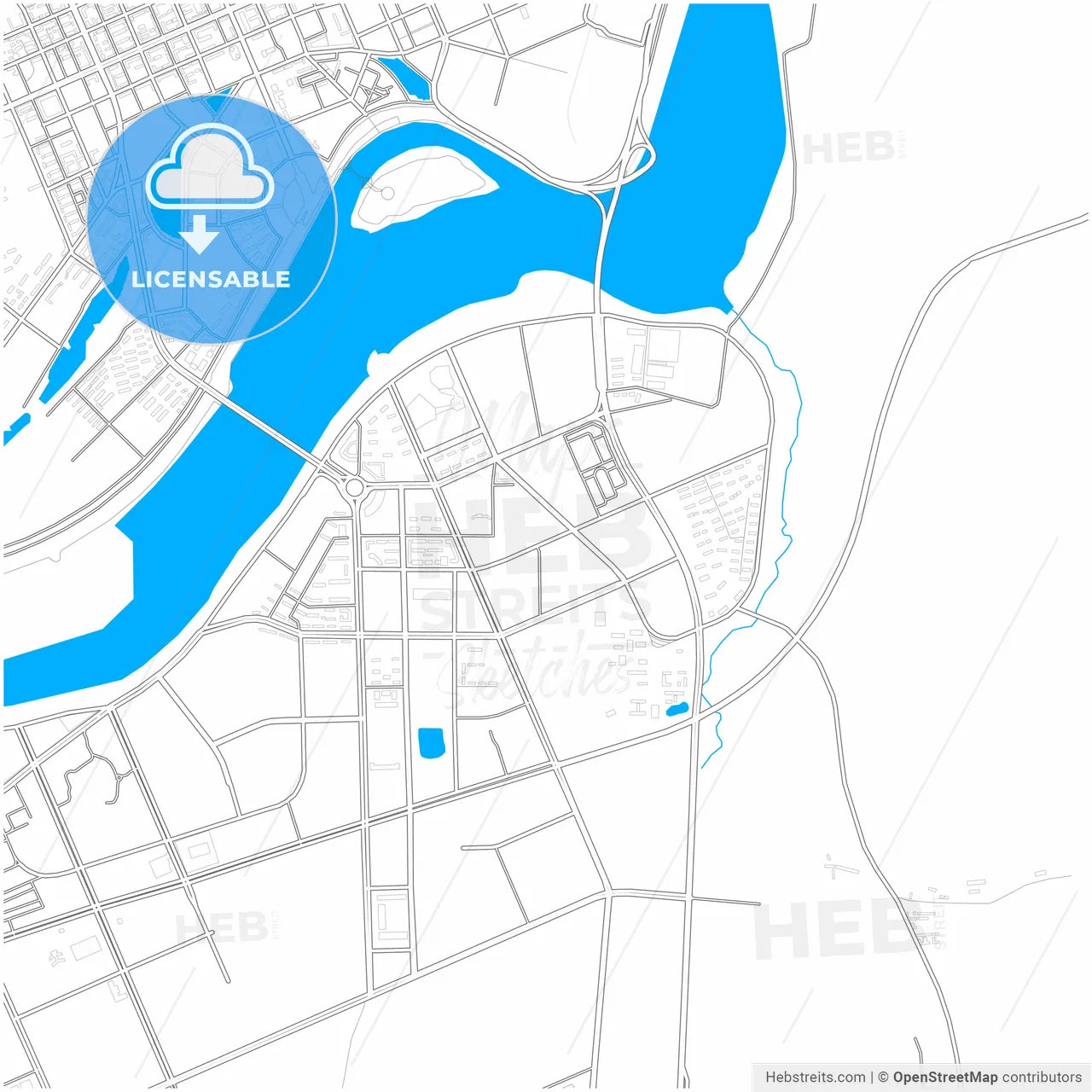 Mudanjiang, Heilongjiang, China, city map with high resolution roads.