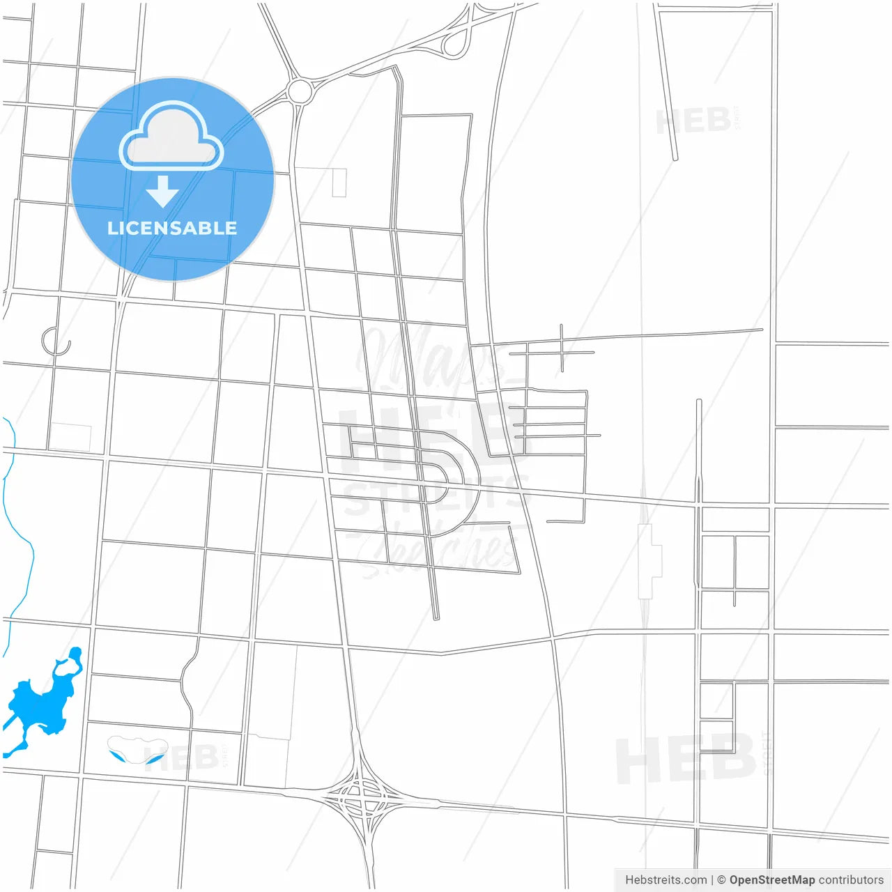 Handan, Hebei, China, city map with high resolution roads.