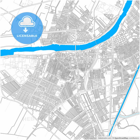 Al Mansurah, Egypt, city map with high resolution roads.