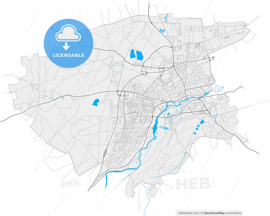 Furstenfeldbruck, Bavaria, Germany, high resolution vector map - Instant download PDF and JPG