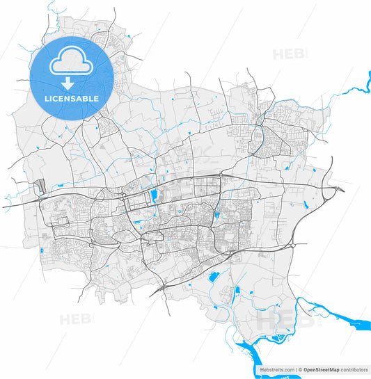 Basildon, East of England, England, high resolution vector map - Instant download PDF and JPG