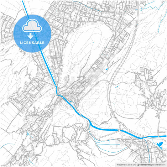 Feldkirch, Vorarlberg, Austria, city map with high resolution roads.