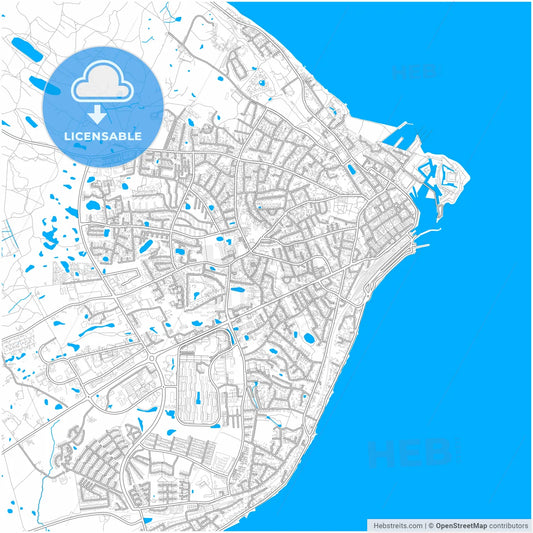 Helsingør Municipality, Denmark, city map with high resolution roads.