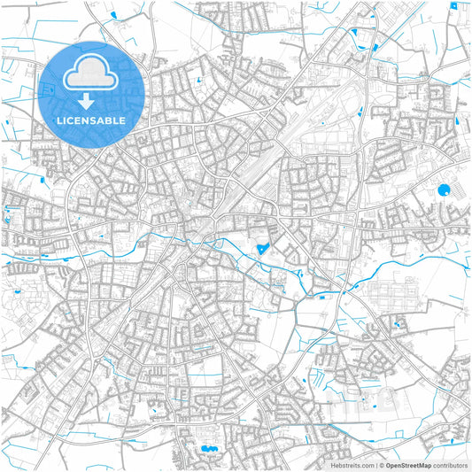 Gutersloh, North Rhine-Westphalia, Germany, city map with high resolution roads.