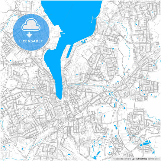 Flensburg, Schleswig-Holstein, Germany, city map with high resolution roads.