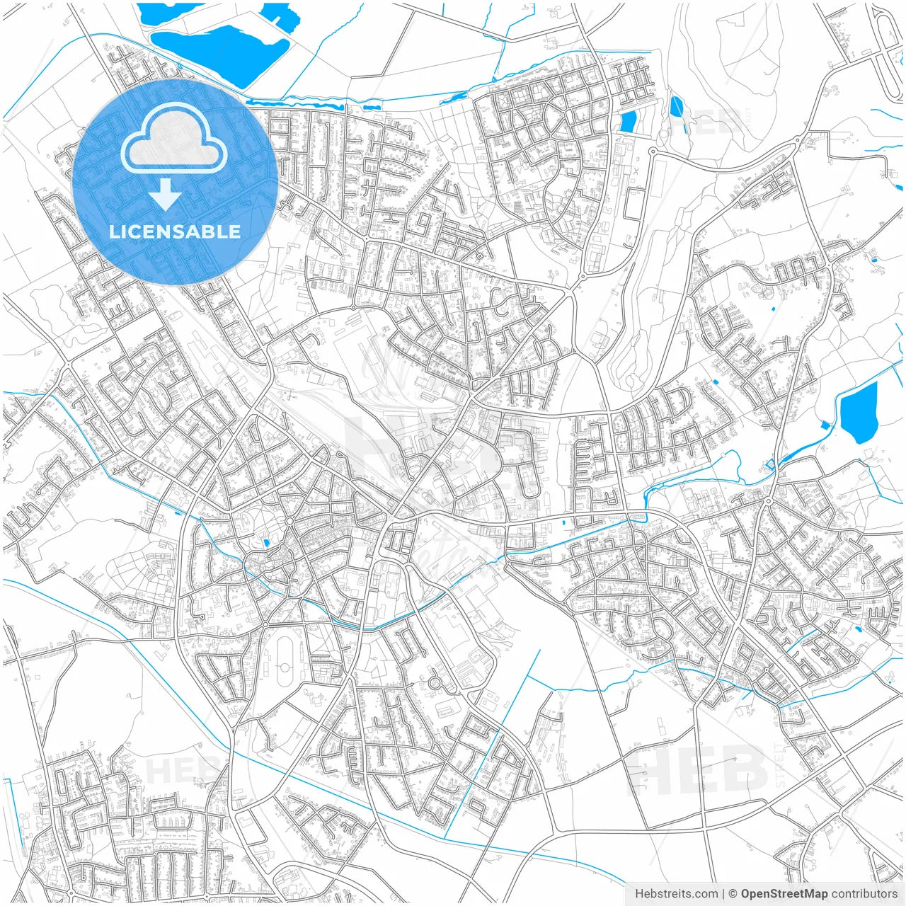 Dinslaken, North Rhine-Westphalia, Germany, city map with high resolution roads.