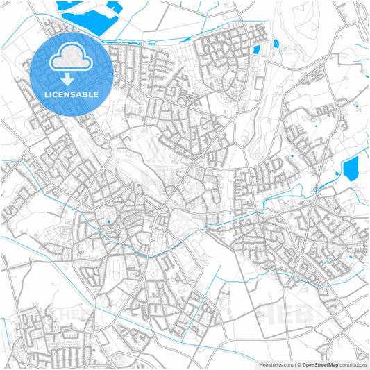 Dinslaken, North Rhine-Westphalia, Germany, city map with high resolution roads.
