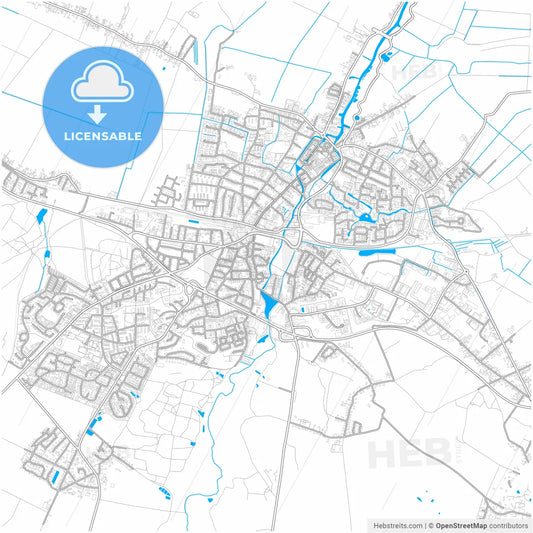 Buxtehude, Lower Saxony, Germany, city map with high resolution roads.