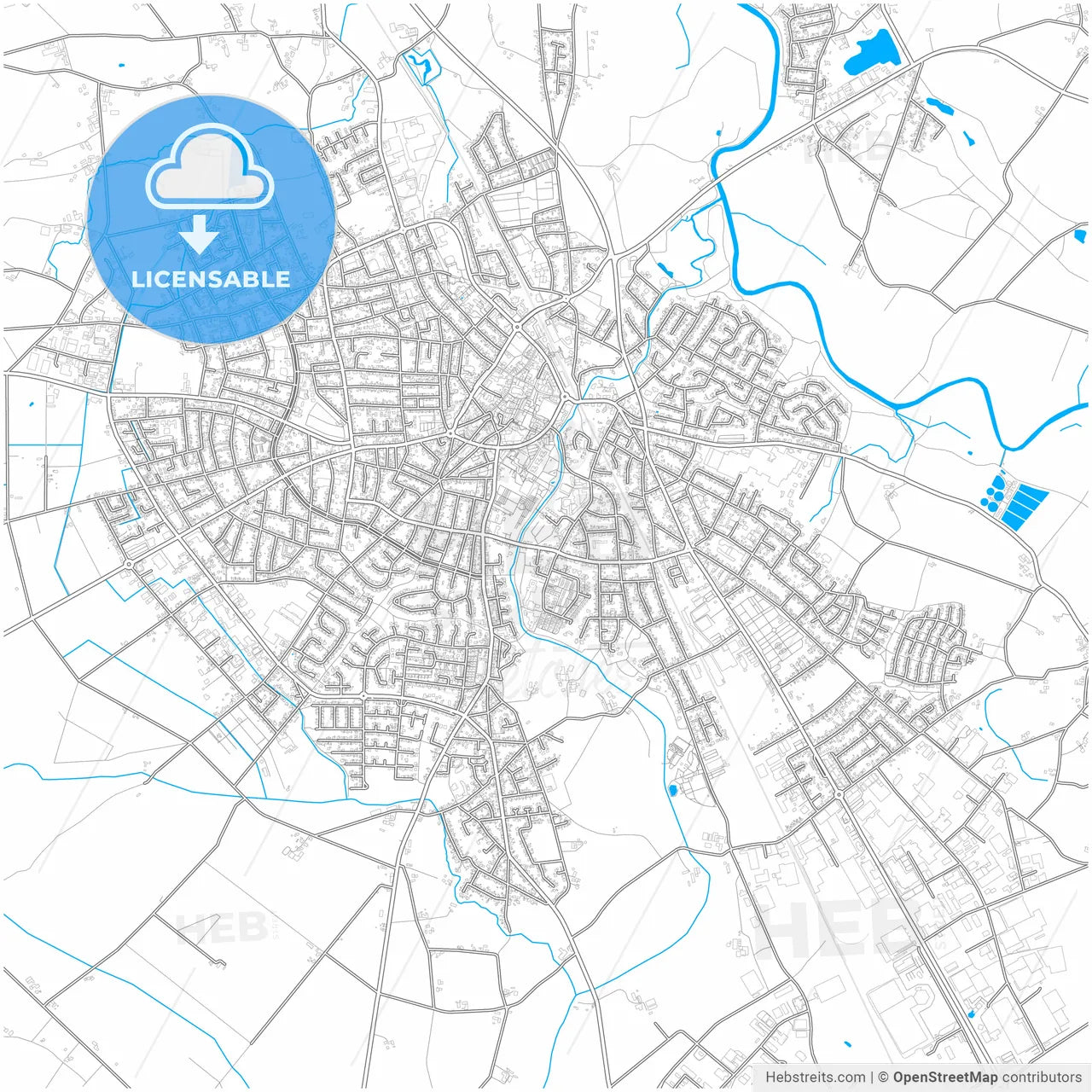 Emsdetten, North Rhine-Westphalia, Germany, city map with high resolution roads.