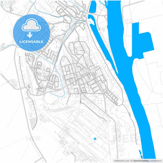 Dunaújváros, Fejér, Hungary, city map with high resolution roads.