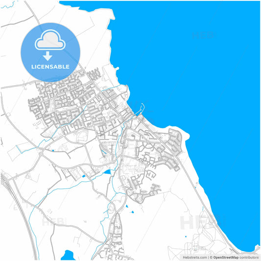 Balbriggan, Fingal, Ireland, city map with high resolution roads.