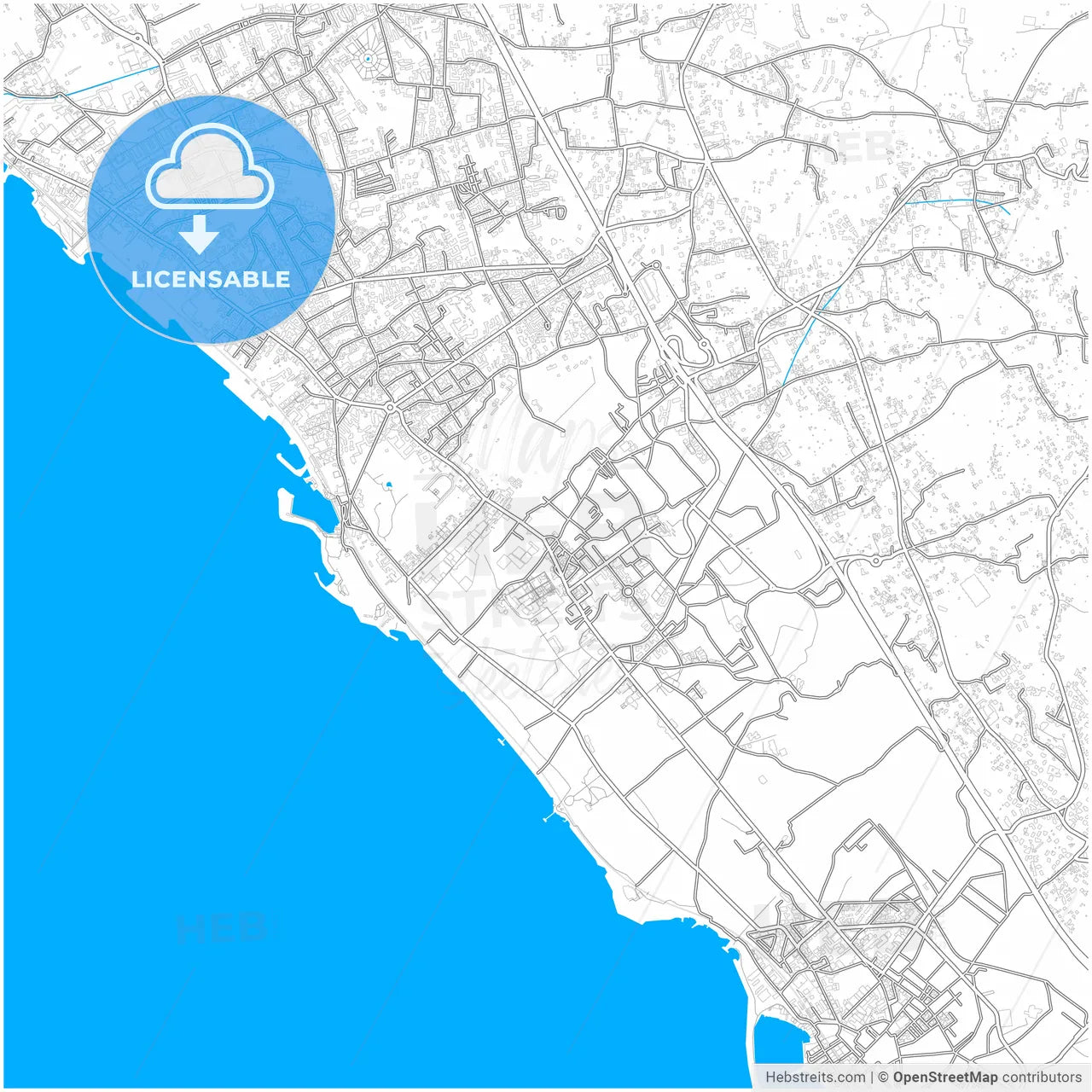 Ercolano, Campania, Italy, city map with high resolution roads.