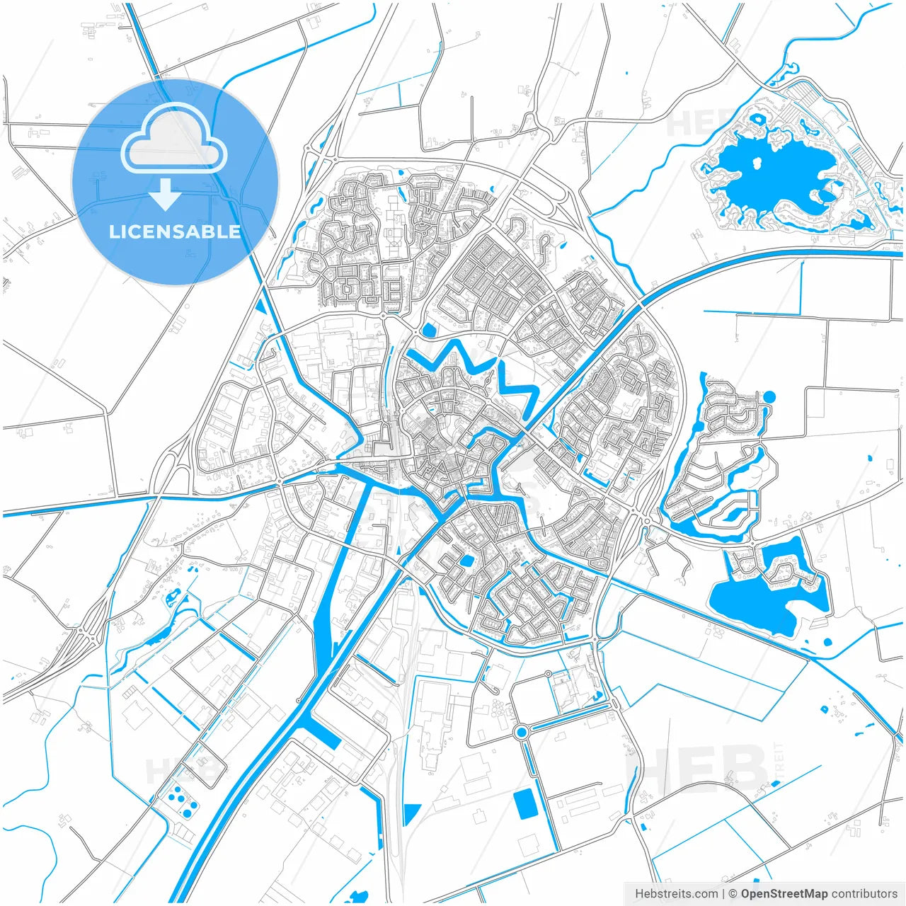 Coevorden, Drenthe, Netherlands, city map with high resolution roads.