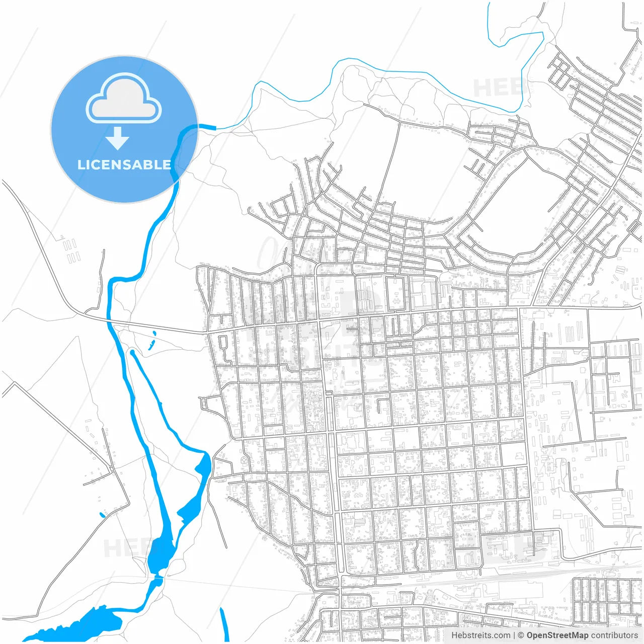 Borisoglebsk, Voronezh Oblast, Russia, city map with high resolution roads.