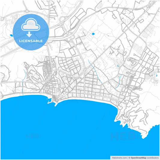 Benidorm, Alicante, Spain, city map with high resolution roads.