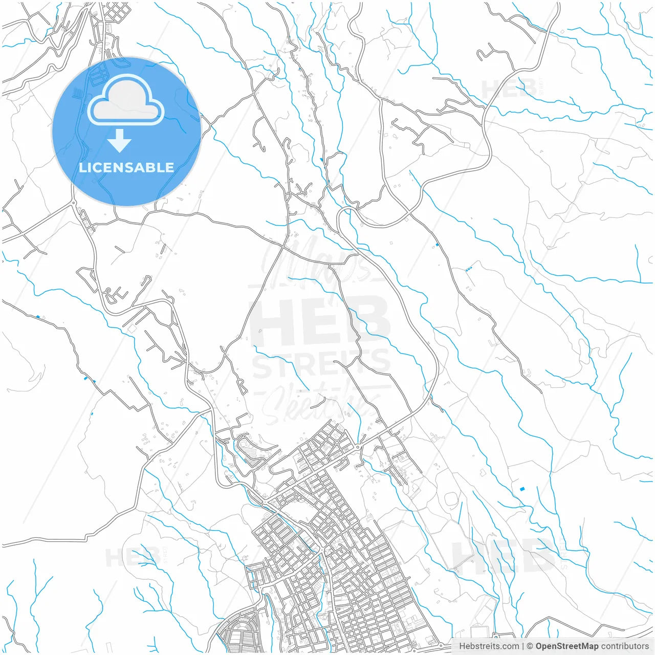 Granadilla de Abona, Santa Cruz de Tenerife, Spain, city map with high resolution roads.