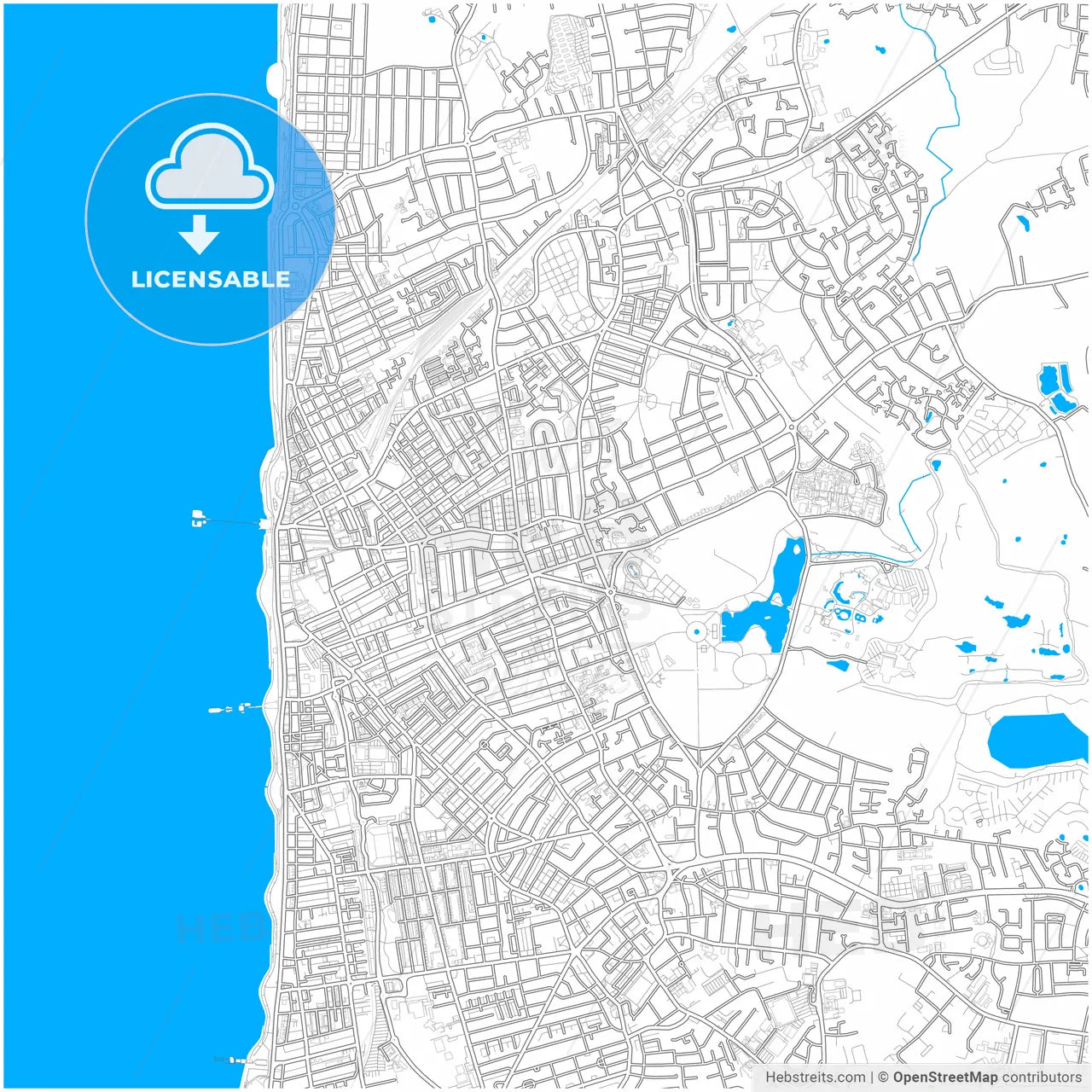 Blackpool, North West England, England, city map with high resolution roads.