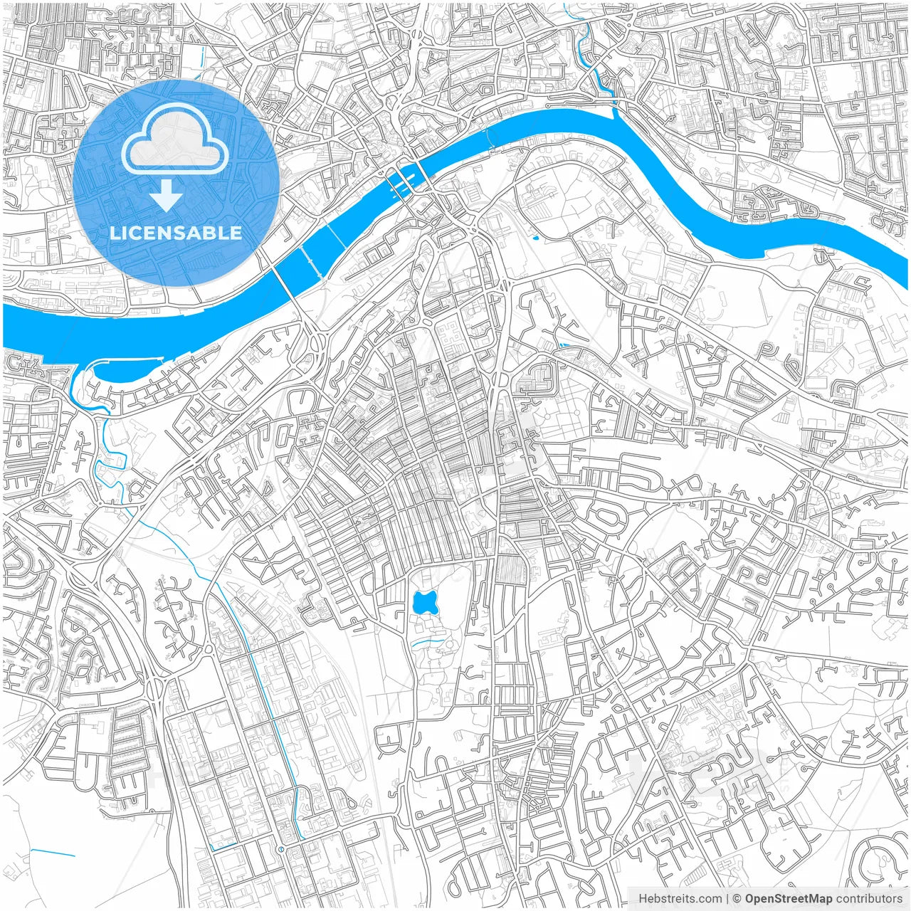 Gateshead, North East England, England, city map with high resolution roads.