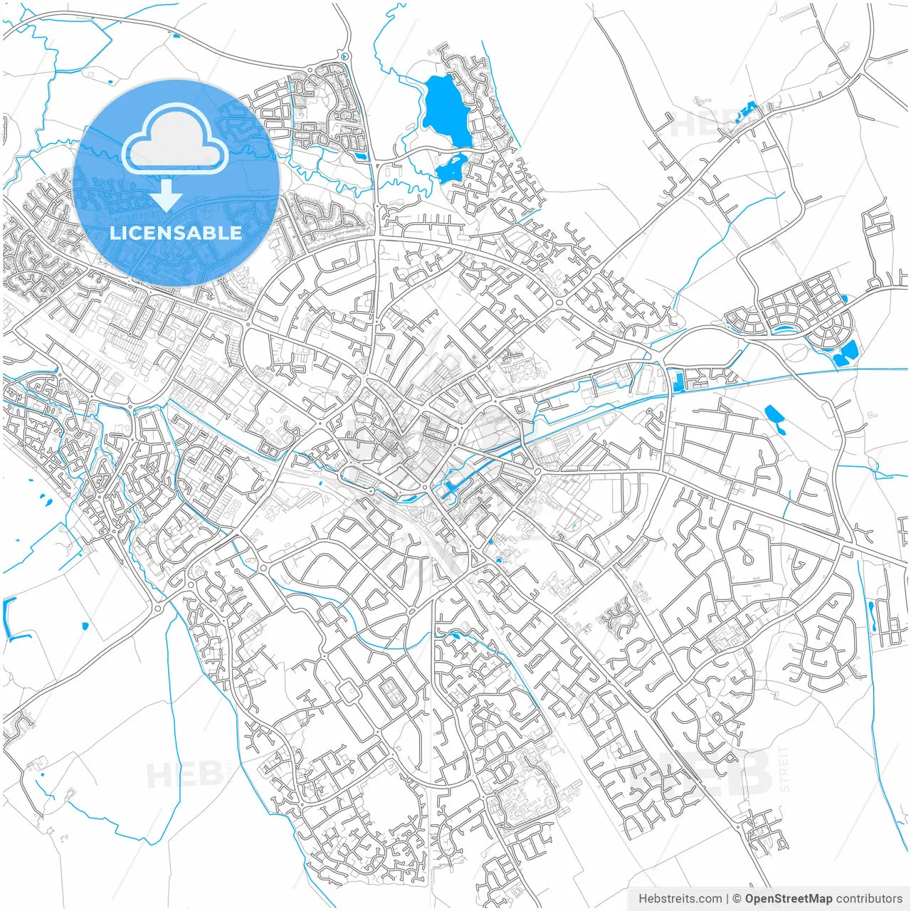Aylesbury, South East England, England, city map with high resolution roads.