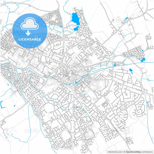 Aylesbury, South East England, England, city map with high resolution roads.
