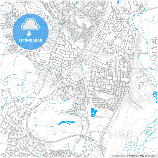 Eastleigh, South East England, England, city map with high resolution roads.