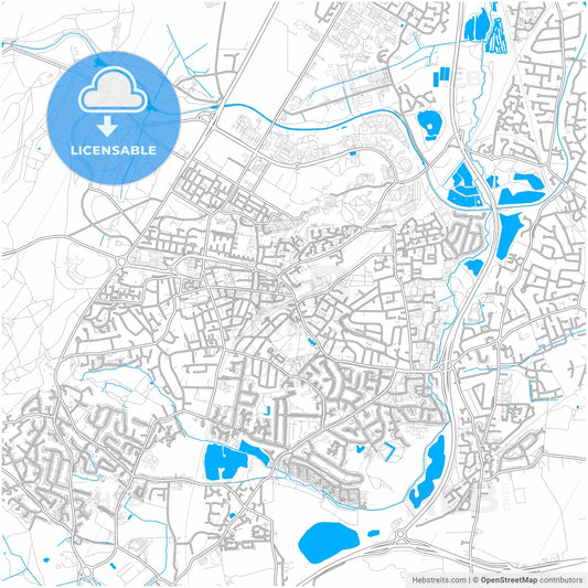 Aldershot, South East England, England, city map with high resolution roads.