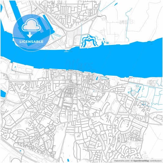 Gravesend, South East England, England, city map with high resolution roads.