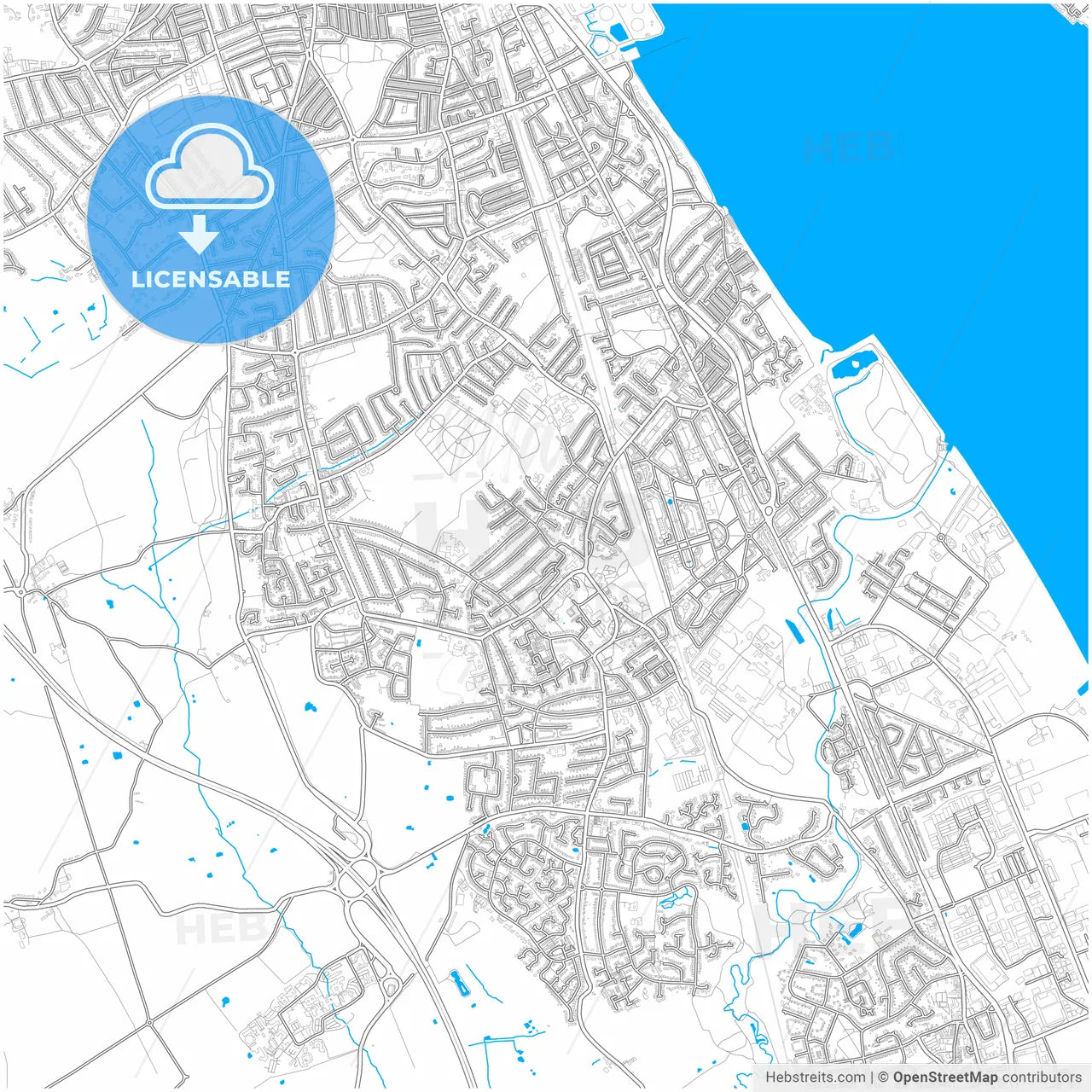 Bebington, North West England, England, city map with high resolution roads.