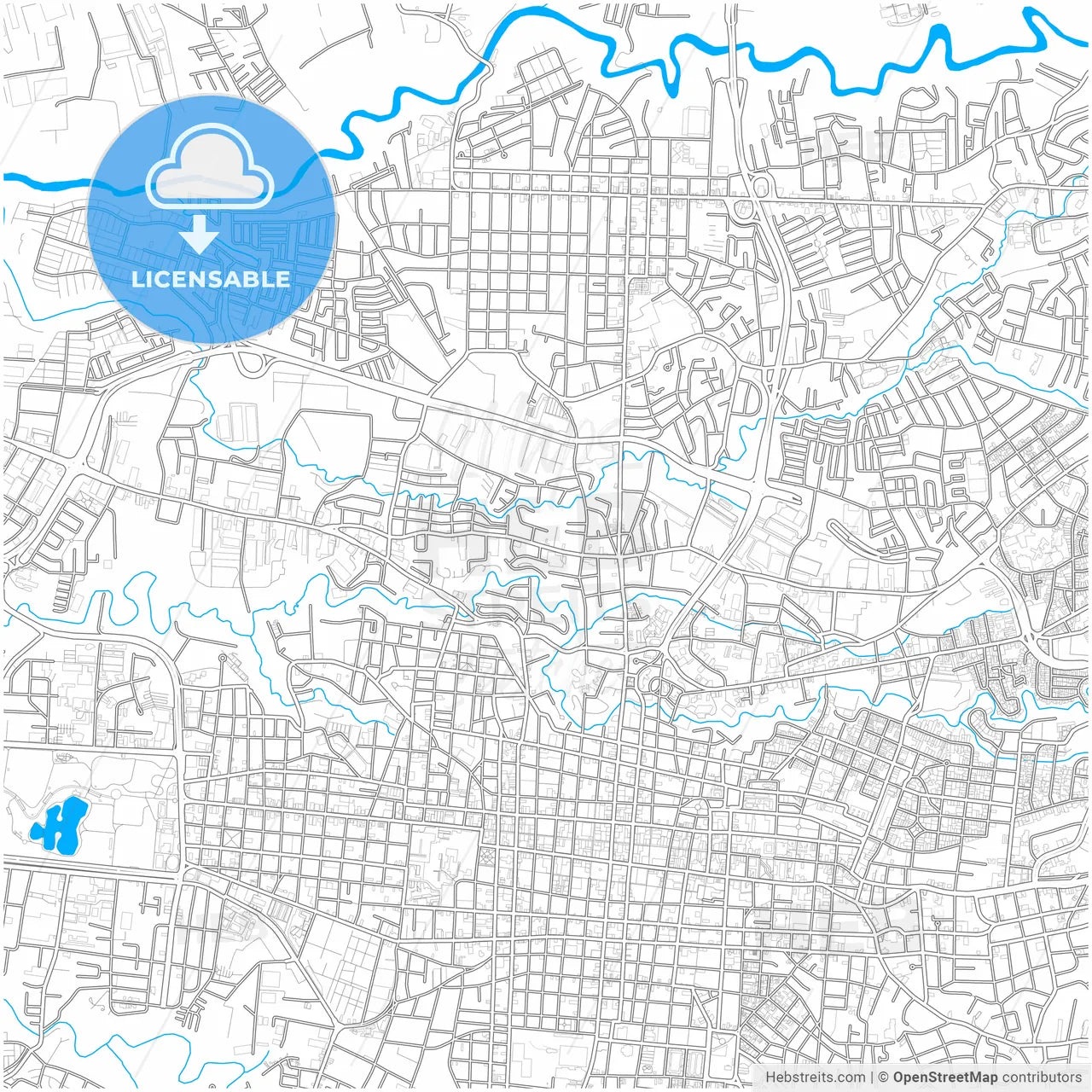 Cinco Esquinas, San José, Costa Rica, city map with high resolution roads.