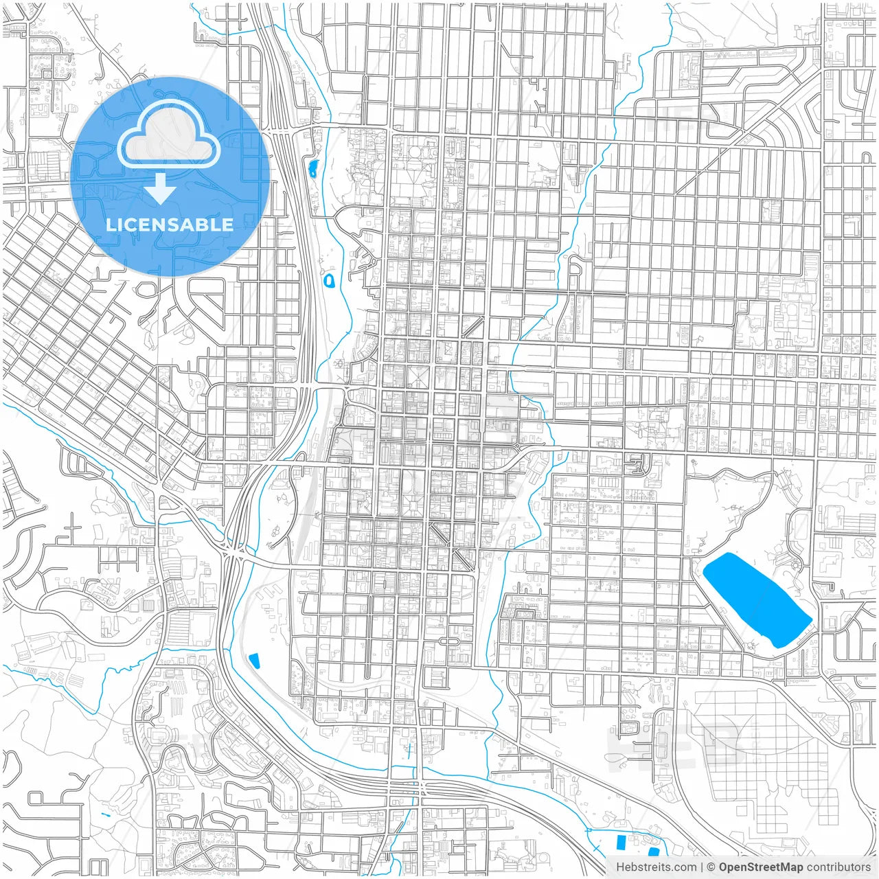 Colorado Springs, Colorado, United States, city map with high resolution roads.