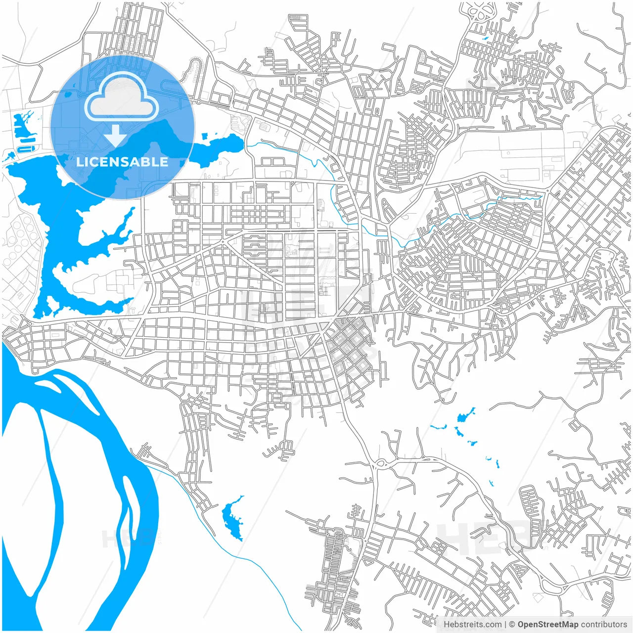 Barrancabermeja, Colombia, city map with high resolution roads.