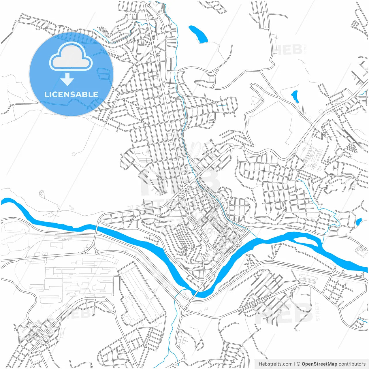 Coronel Fabriciano, Brazil, city map with high resolution roads.