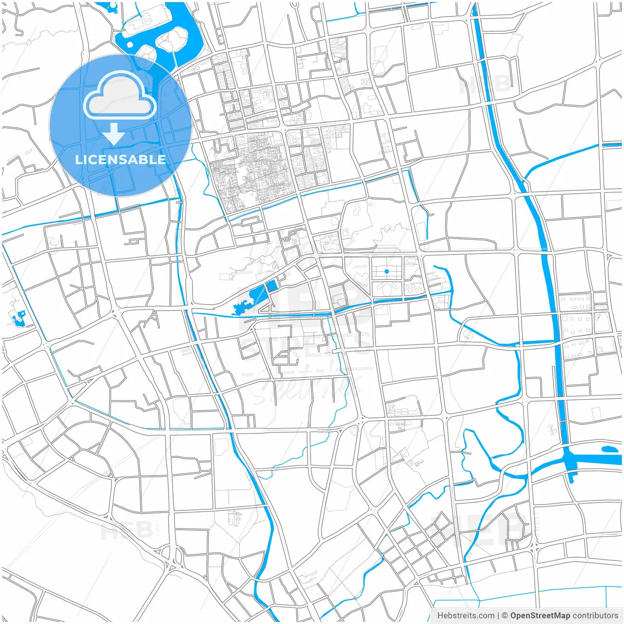 Fuzhou, Fujian, China, city map with high resolution roads.