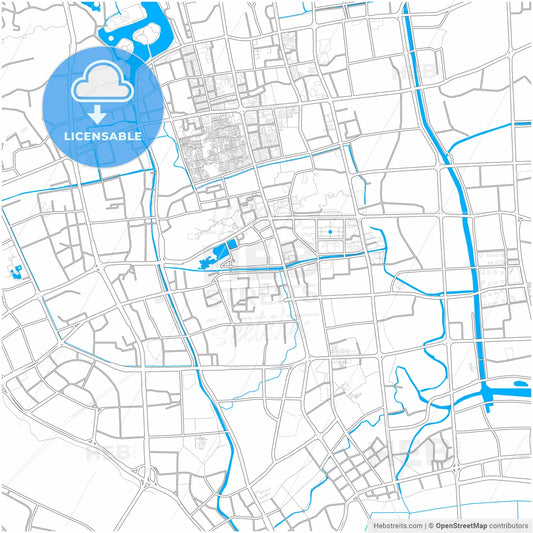 Fuzhou, Fujian, China, city map with high resolution roads.