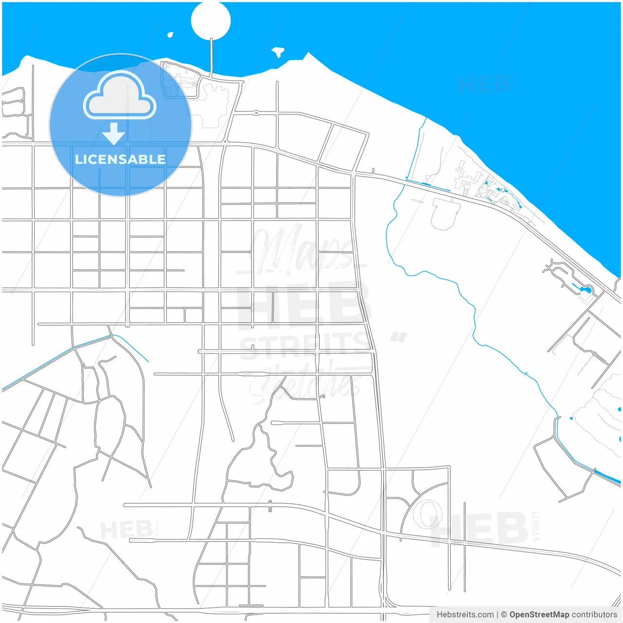 Haikou, Hainan, China, city map with high resolution roads.