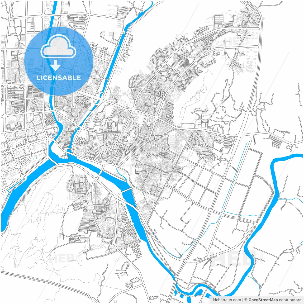 Fuqing, Fujian, China, city map with high resolution roads.