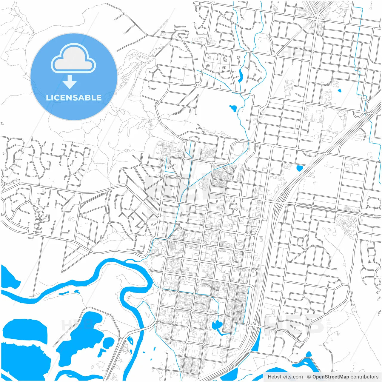 Albury–Wodonga, New South Wales/Victoria, Australia, city map with high resolution roads.