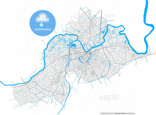Dendermonde, East Flanders, Belgium, high resolution vector map - Instant download PDF and JPG