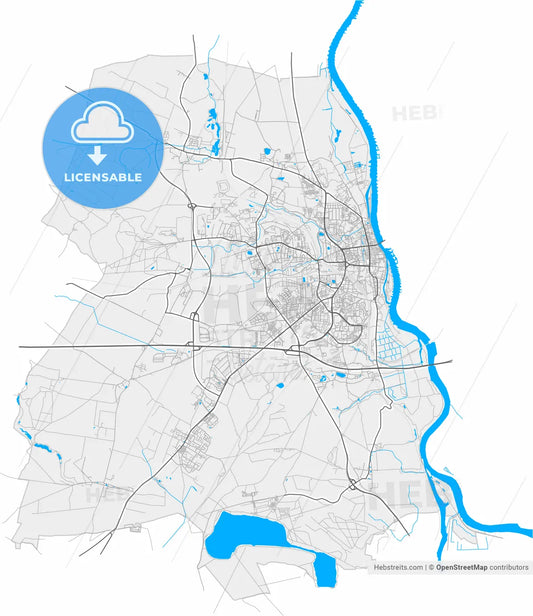 Frankfurt (Oder), Brandenburg, Germany, high resolution vector map - Instant download PDF and JPG